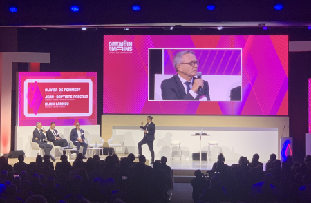 Intervention Alain LANNOU, Directeur général de la Mudetaf, Olivier DE POMMERY, Directeur général de l'EDC, et Jean-Baptiste PASCAUD, Directeur de Formation buralistes, au Congrès des buralistes 2025